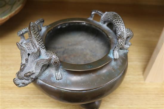 A Chinese bronze tripod censer